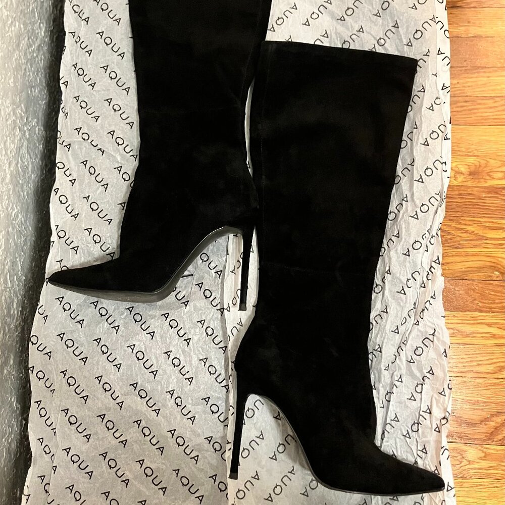 AQUA for Bloomingdales Suede Stiletto Boots with Box